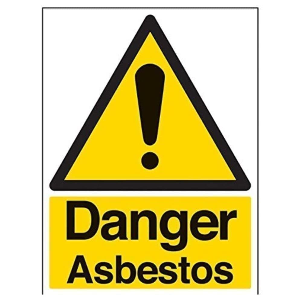 V Safety 6B001BC-R Danger Asbestos Warning Sign - Portrait - 300mm x 400mm - 1mm Rigid Plastic, Black/Yellow