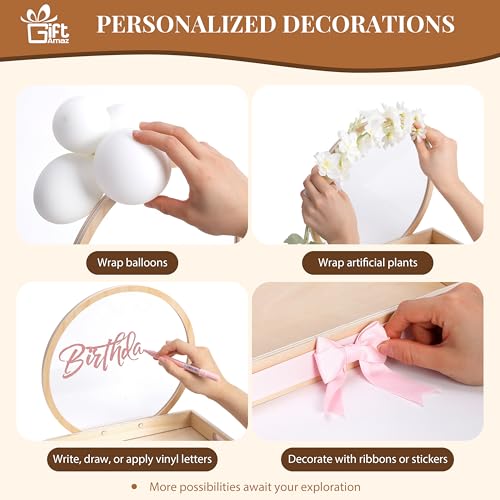 Image of GiftAmaz Wooden Baskets for Gifts Empty, DIY Easter Basket Gift with Clear Arch Acrylic Display Board, Empty Gift Baskets Storage, Birthday Party Wrapping Gift Holder for Baby Shower or Bridal Shower