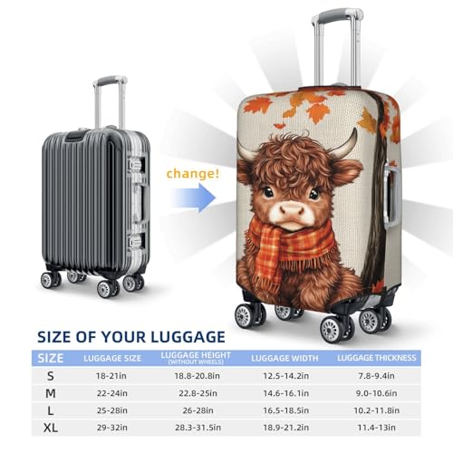 Highland Cow Autumn Tree Elastic Travel Luggage Covers Dustproof Scratch-Resistant Suitcase Protector Fit 22-24 Inch3