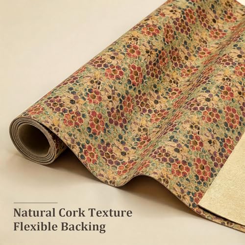 Image of SorenCut Cork Fabric Roll 12 x 52 Inch - Colored Spots Print Cork Leather Fabric for Earrings, Bow Making, Bags, Wallets & DIY Sewing Projects - Vegan Leather Alternative Craft Sheet