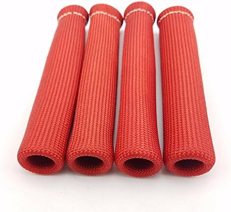 Red 4 pieces 4cyl Heat Protector Spark Plug Wire Boot Heat Sleeve Protector Cover