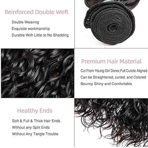 Extensiones de cabello humano ondulado natural de 35cm y color negro real 3