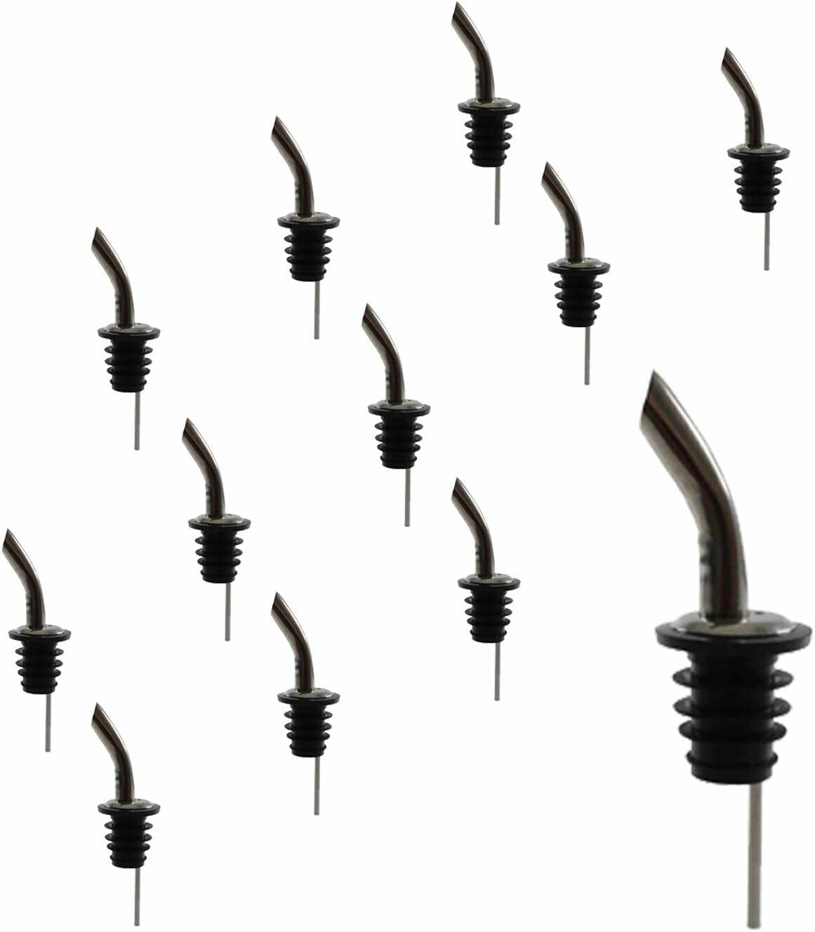 For Stainless Steel Gooseneck Liquor Bottle Pourer, Fast Flow, Barware (12 PC)