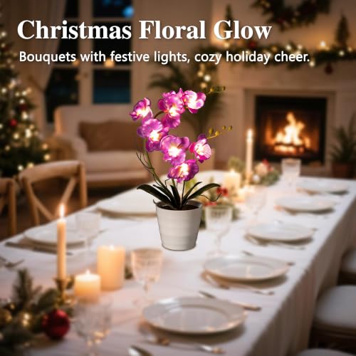 Image of Purple Orchid Lamp Gifts for Women Flower Decor for Bedroom Coffee Shop