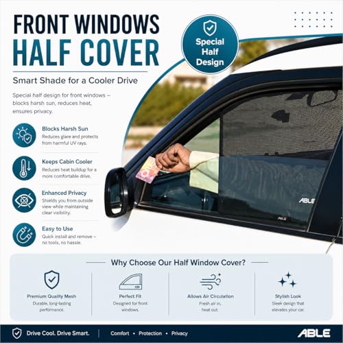 Image of Able Dotnet Half Car Magnetic Sun Shade Curtains for Chevrolet SAIL Set of 4 Pcs