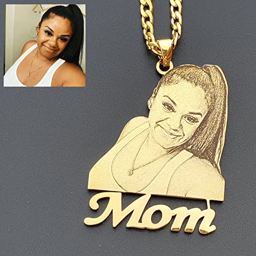 Pendantify Custom Photo Engraved Necklace Pendant Charm In Gold & Silver For Him & Her | Personalized Picture In A Pendant Necklace (Standard Size Pendant (1.5-2 Inches), Gold) #TOP2