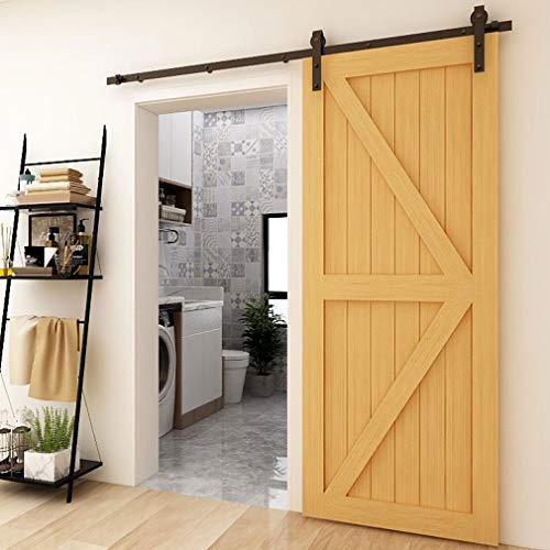 CCJH 224CM (7.5FT) Schiebetürbeschlag Set Schiebetürsystem Laufschiene für Schiebetür Hängeschiene für Einzelne Holztür