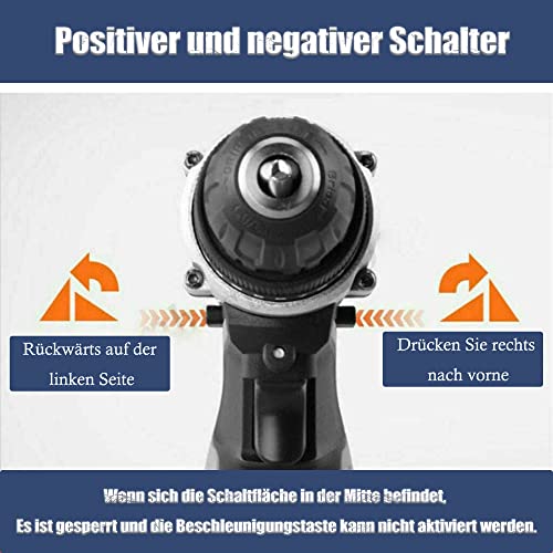 Akkuschrauber 21V mit 1 Akku, Akku-Schlagbohrschrauber set mit 2-Gang & LED-Arbeitslicht – Schnellladegerät – 18+1… – Bild 4