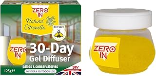 Zero In 30-Day Gel Diffuser, Natural Citronella, Mosquito Repeller, Indoor and Outdoor Use, Bee Safe, Travel Size