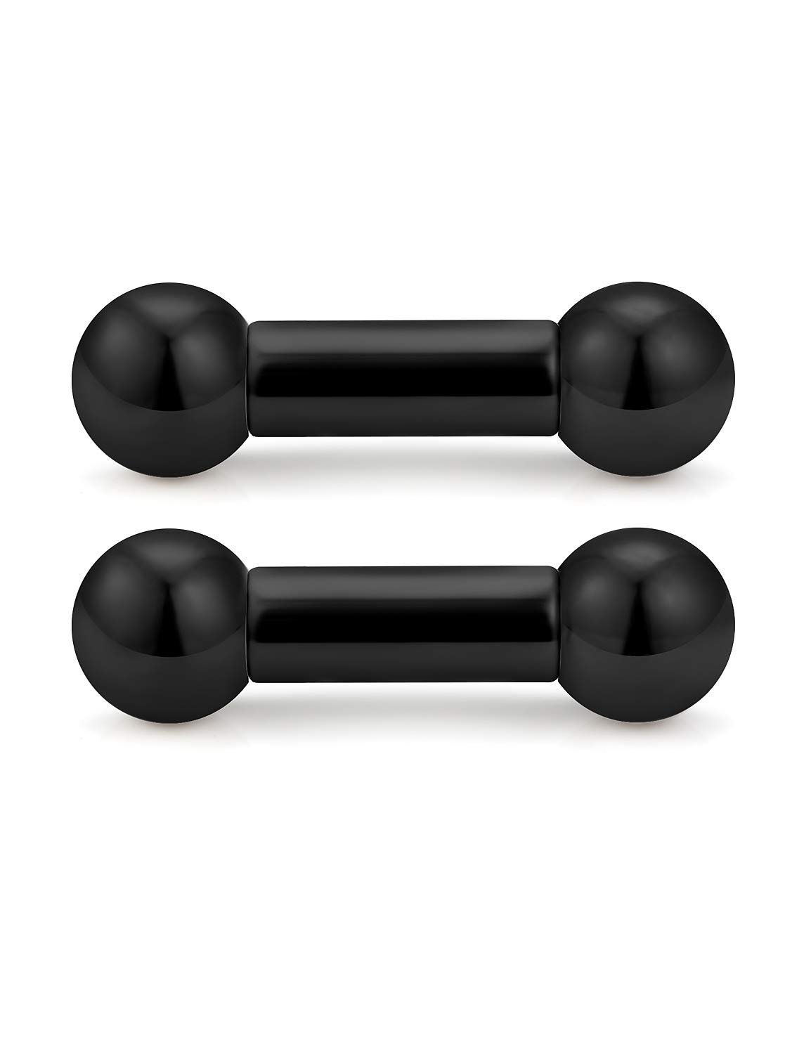 Anillos de PA con rosca interna, de acero quirúrgico 316L, piercing para el cuerpo, 2G, 4G, 6G, 8G, calibre 8G, piercing para el cuerpo, joyería para mujeres y hombres, 1 par, color negro,