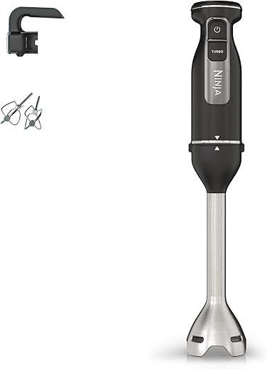 Ninja Foodi 2-in-1 Hand Blender & Hand Mixer, Food Processor with 2 Attachments, 850W Powerbase, Immersion Blender, 5 Mixing Speeds, 2 Blending Speeds, 1.5m Cord, Black CI090UK