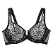 Glamorise Full Figure Plus Size Lacey T-Back Front-Closure Wonderwire Bra Underwire #9246 Black