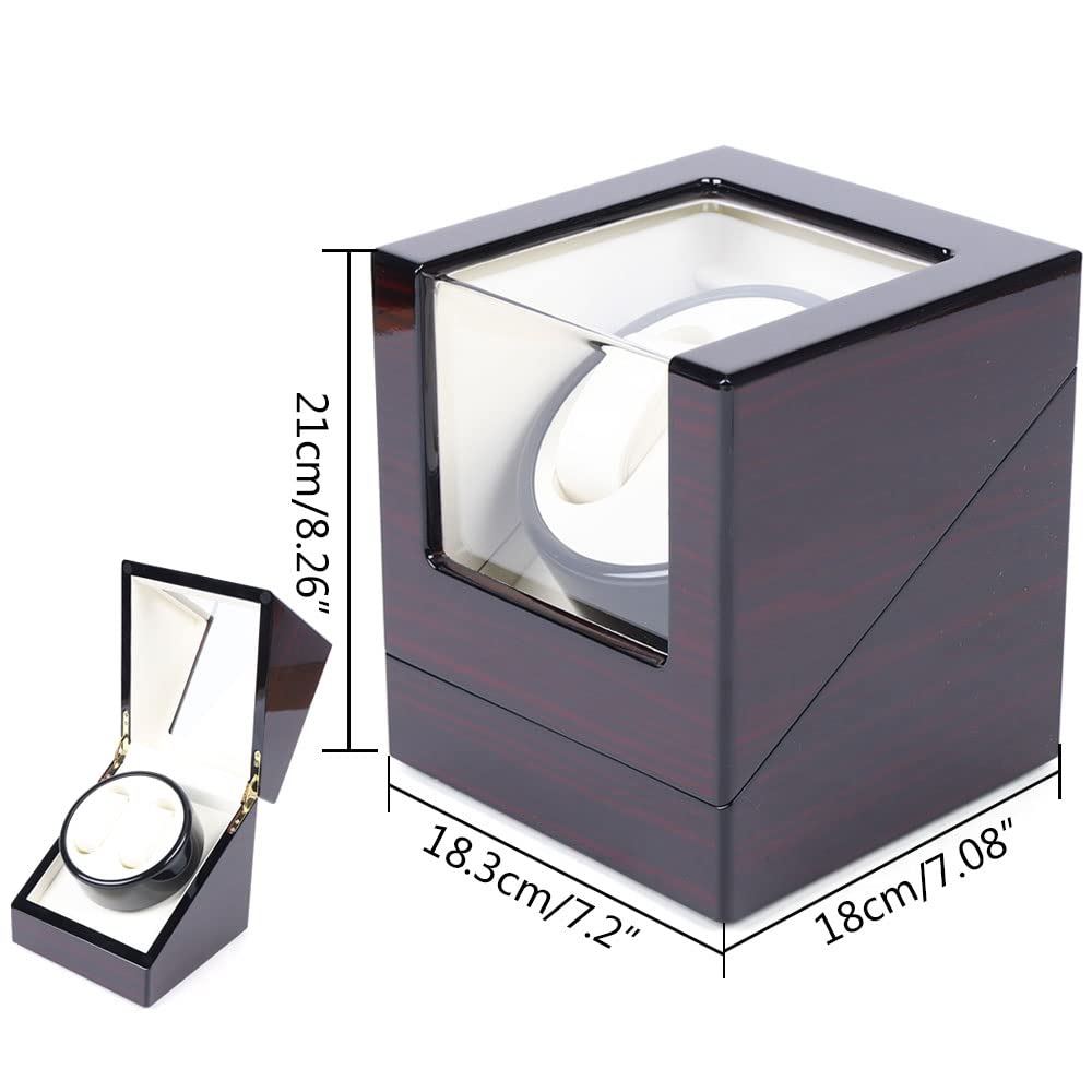 Uhrenbeweger-Vitrine, 2+0 Uhrenbox Automatisch Uhrenbeweger Rechteckig Uhren Watch Winder Uhrenbox, für 2 Uhren Automatisch Holz Luxuriöser Uhrengehäuse, 21 * 18.3 * 18cm, Braun