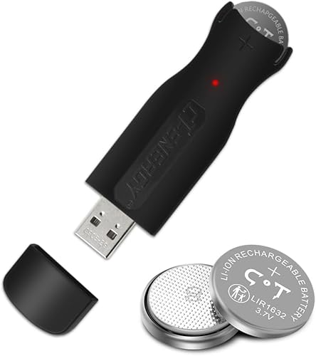 Cargador USB de celdas de litio para baterías LIR16201632201620252032 con 2 baterías de botón recargables de iones de litio 1632 de alta capacidad