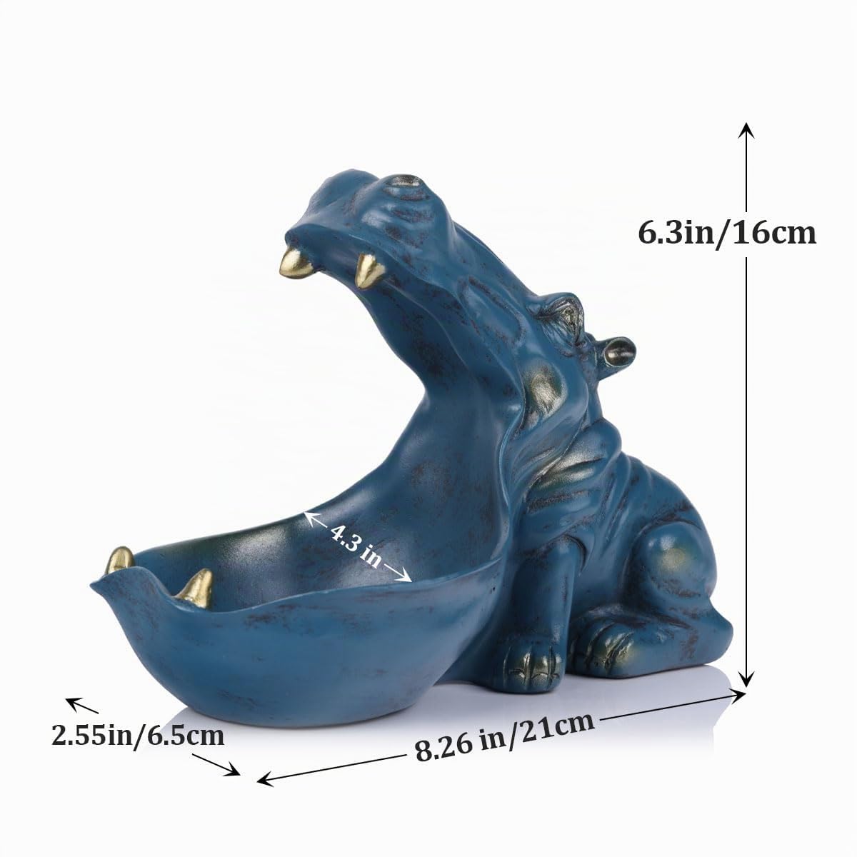 Figura de hipopótamo, Plato de Caramelo y Cuenco para Llaves, Estatua única de hipopótamo de Resina para Escritorio de Oficina y Decor de Mesa de Entrada, Soporte para Joyas y Soporte para Cartera
