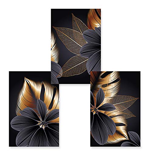 Peinture abstraite feuille de cuivre noir | Rénovation murale salon chic 50x70