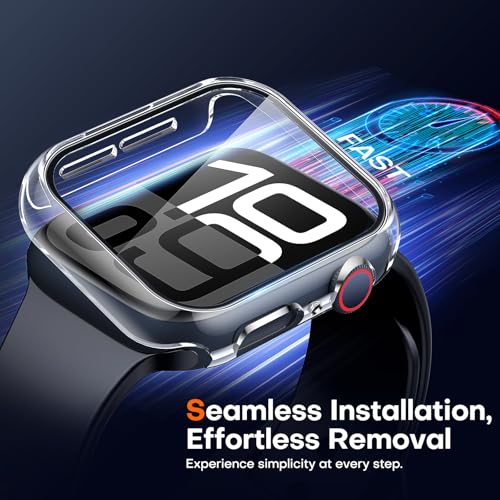 Image of TAURI 2 Pack Hard Case for Apple Watch Series 11 /10 46mm Screen Protector | with PC Tempered Glass Scratch Resistant Overall Protection Slim Cover for iWatch S11 46mm, Clear