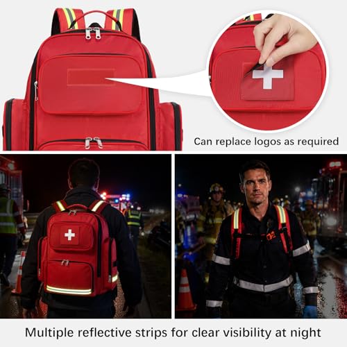 Image of Gatycallaty First Aid Backpack Medical Emt First Responder Bag Empty Ems Emergency Home Health Hiking Trauma Travel Camping (Red, Large)