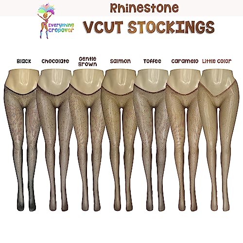 Image of V-Cut Skintone Gold Glitter Fishnet Stockings | VCUT Carnival Tights for Black and Brown Skin Women