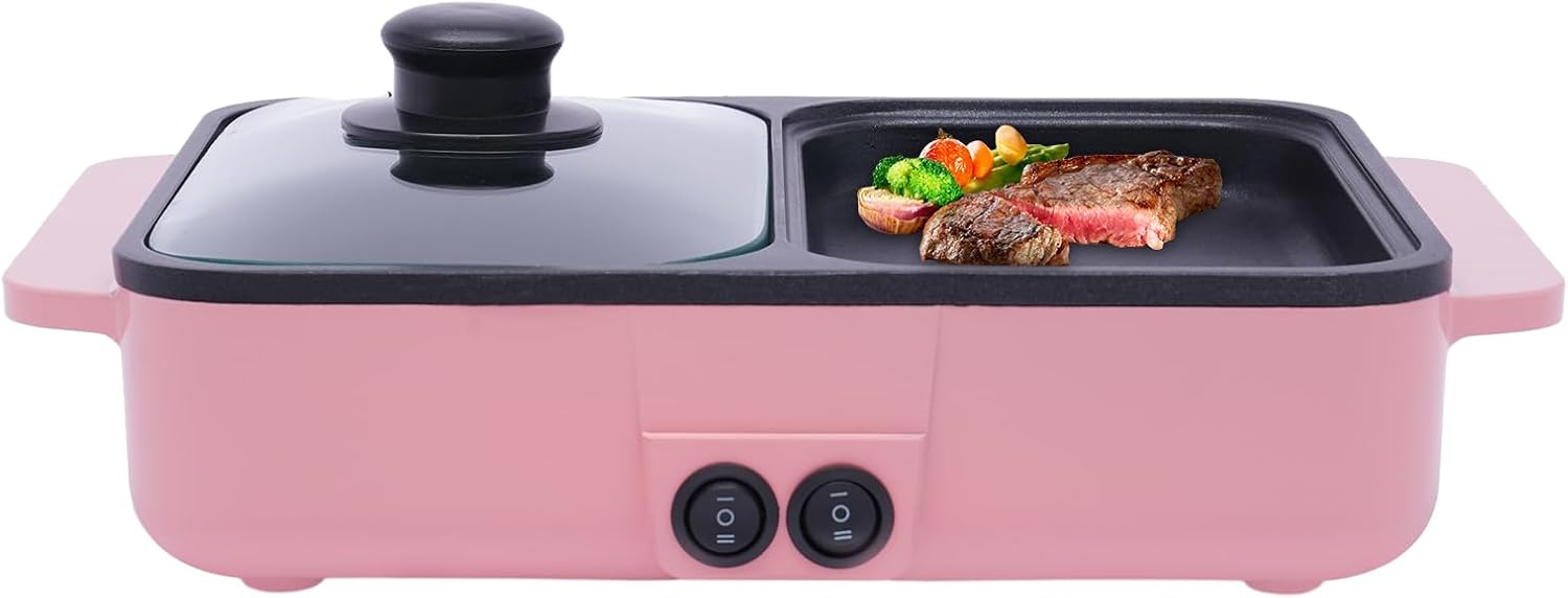 Parrilla Eléctrica Portátil 2 en 1 sin Pegar para Cocina