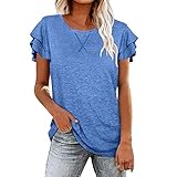 Zilosconcy Damen Oberteile Sommer Kurzarm Bluse Elegant Basic Shirts mit Puffärmel Freizeit Tunika Hemd Damenbluse für Frühling Sommer Herbst Casual Lose Pullover Blusen Tuniken Shirt