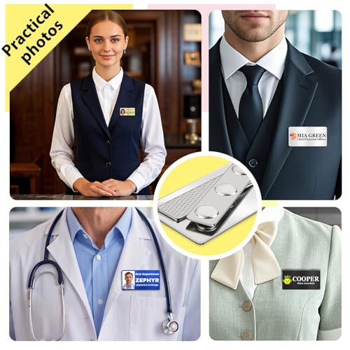 Image of Customize Magnetic Name Tag Custom Logo Personalized Magnet Badge 3 inchx1.5 inch