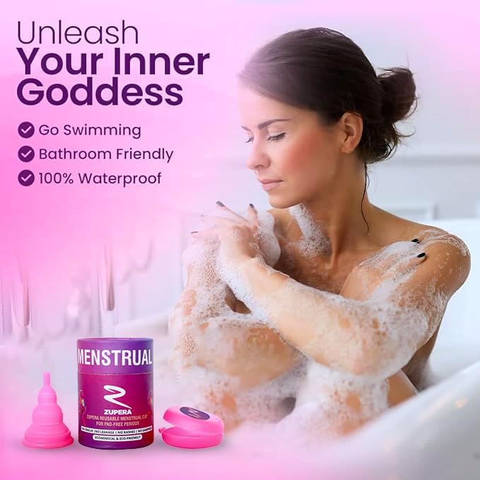 Image of Reusable, Collapsible & Foldable Silicone Menstrual Cup For Women|Fda Approved|Easy To Carry In Purse|For Pad-Free Period|No Leakage|No Rashes|No Dampness (Small - Pink)