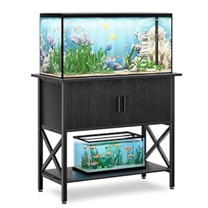40-50 Gallon Aquarium Stand, Heavy Duty Fish Tank Stand with Cabinet for Fish Tank Accessories Storage, Suitable for Turtle Reptile Tank Stand Terrarium Stand, Black