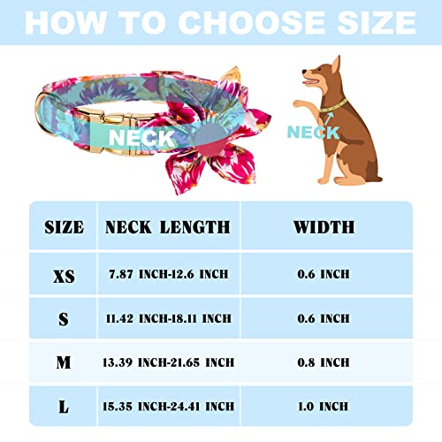 2023 Dog Collar Heavy Duty Metal Buckle Floral Puppy Collar Soft Cotton Durable Adjustable Safety For Boy/Girl Pet Gifts Pink-Xs #TOP3