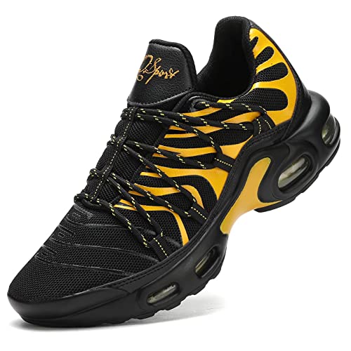 Men's Fashion Sneaker Air Running Shoes for Men Athletics Sport Trainer Tennis Basketball Shoes Zapatos de Hombre Black Gold