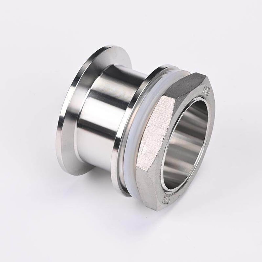 Lxytt Men's One Color Double Ferrule Tri Clamp For Beer, Machinery Manufacturing Thread Sanitary Adapter Ss304 Pipe Fitting+Nuts+Washers(Dn32 K50.5mm-K64mm)