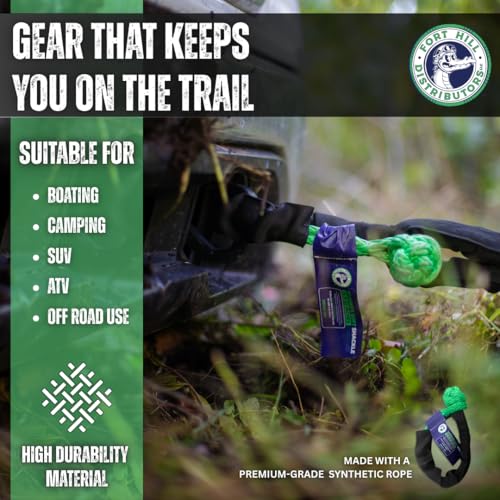 Image of Soft Shackle 2 Pack - inch x 22 inch Off-Road Recovery Kit with Tow Straps & Tow Hooks - 38,000 lb Break Strength - Heavy Duty Synthetic Rope Outdoor Enthusiasts - US Vet Owned, Green