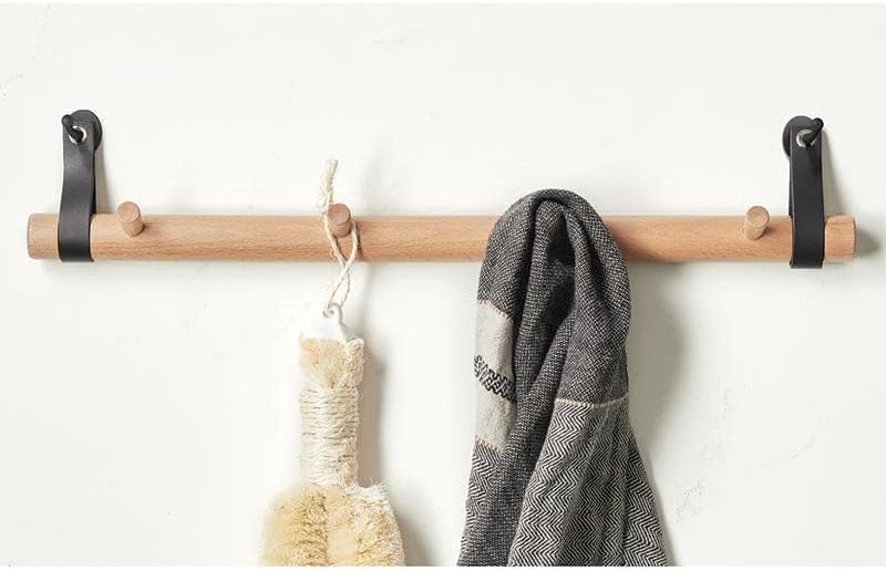 Miniatura 4 de Santa Barbara Design Studio Ganchos de pared y decoración del hogar, soporte para accesorios de madera y cuero, 20 pulgadas de largo, natural