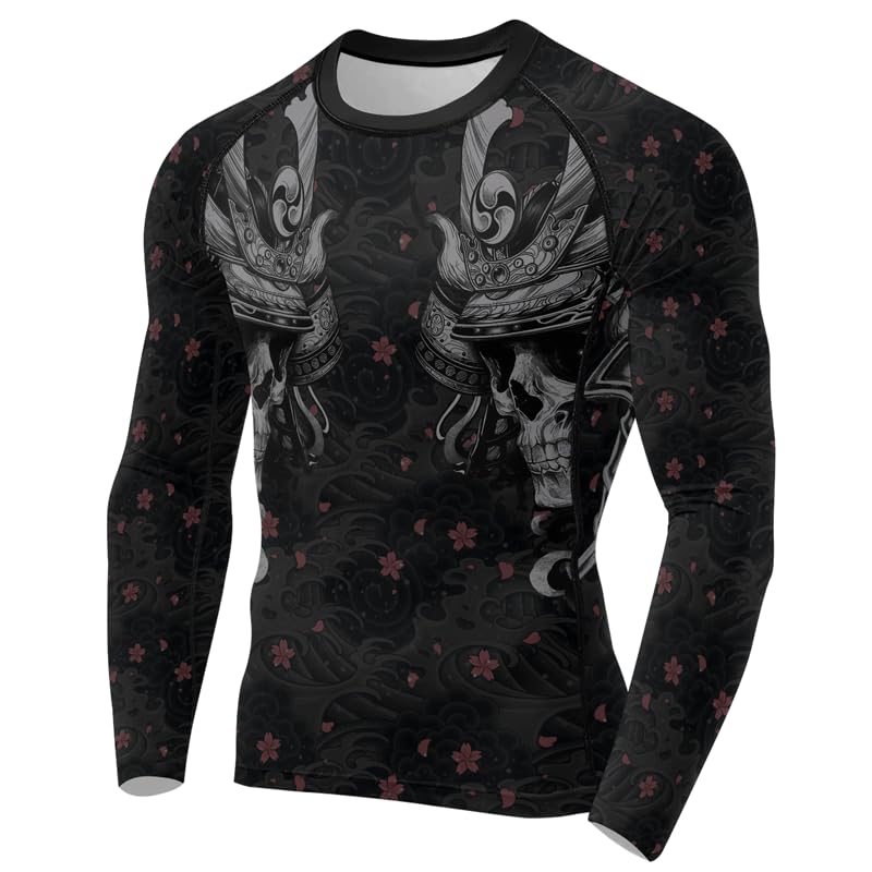 Samurai Men's Long Sleeve Baselayer Skins Performance Fit Compression Rash Guard Grappling MMA BJJ Jiu Jitsu2