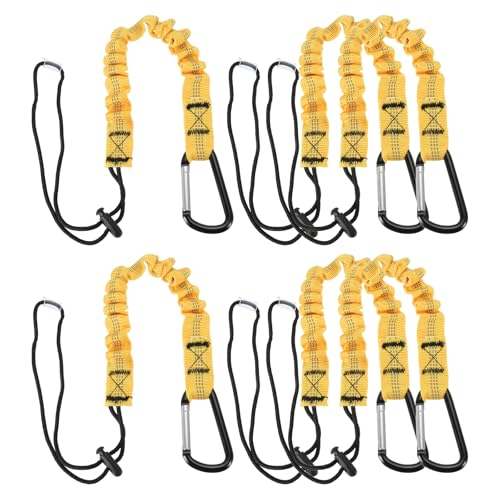 Image of MECCANIXITY Retractable Tool Lanyard 2ft with Single Aluminum Buckle and Adjustable Loop End, Maximum Weight Limit 10KG / 22lb, Safety Fall Protection Tools Leash, Yellow 6 Pack