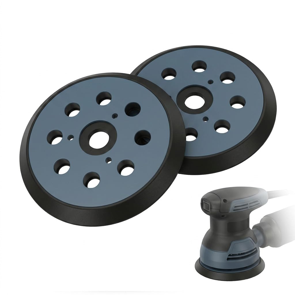 2 vassoi di levigatura 125 mm 8 fori, tampone di ricambio compatibile con Makita BO5021 BO5031 BO5041 BO5010 M9204, compatibile con DeWalt 151281-08 DW420 DW421 Porter Cable 390, 382, 343