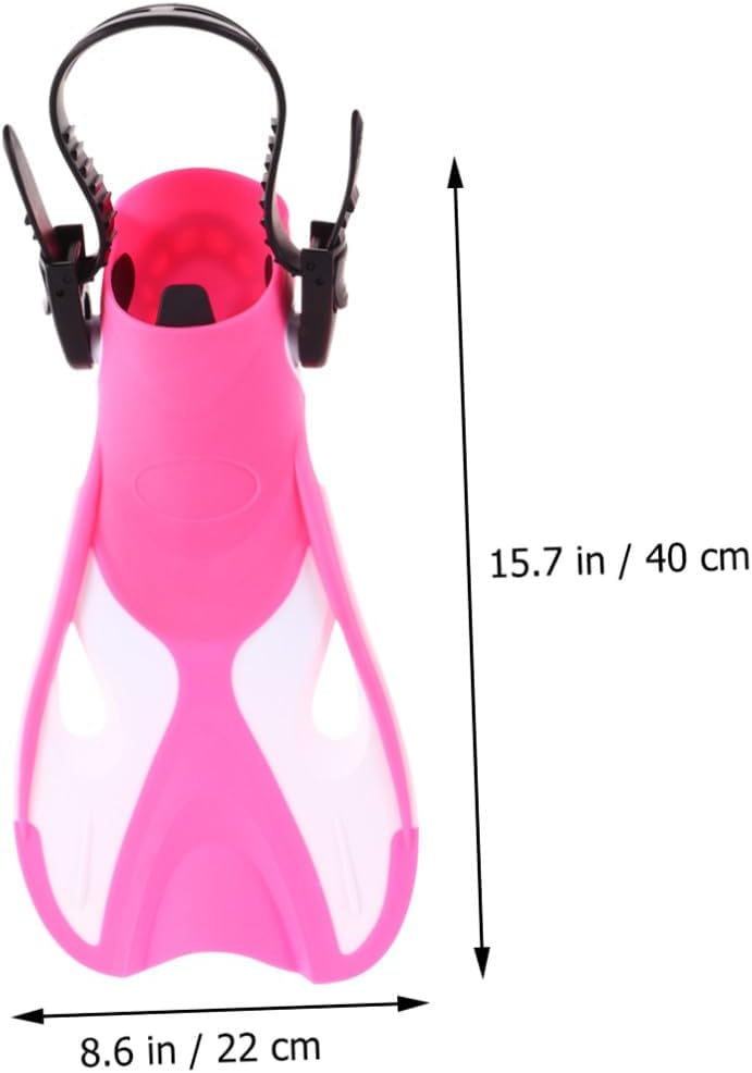 DOITOOL Adjustable Open Heel Snorkeling Fins for Adults, Pink White Swimming Flippers, Outdoor Diving Training Foot Fins Euro 37-41