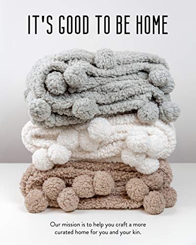 Premium Pom Pom Throw Blanket - Tan Throw Blanket, Plush Blanket, Soft Throw Blanket, Super Soft Blanket | Fall Throw Blanket For Couch, Fleece Blanket, Fleece Throw Blanket, 60” X 49.5” #TOP5