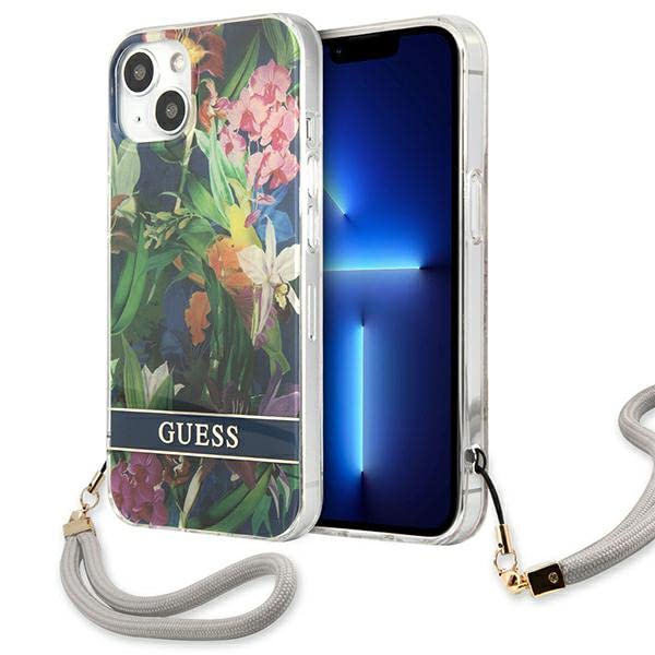 Guess GUHCP13SHFLSB Coque Rigide pour iPhone 13 Mini 5,4" Bleu/Bleu