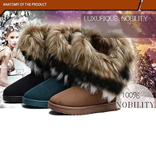Women Winter Warm high Long Snow Ankle Boots Faux Fox Rabbit Fur Tassel Shoes - Thumbnail 4