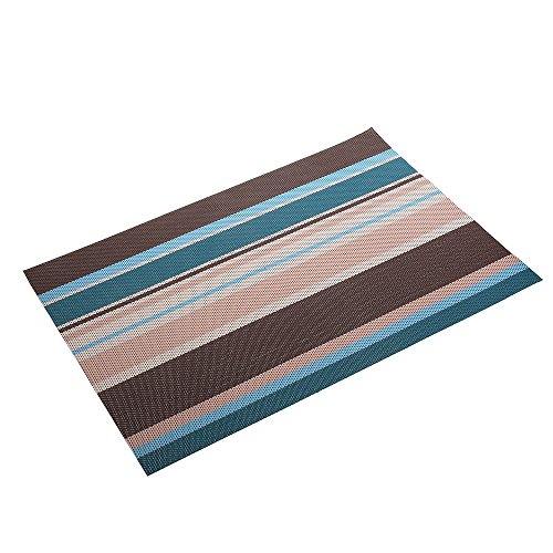 amorus Washable Placemats Heat Insulation Non-Slip Table Mats for Kitchen Dining Set of 6 - Blue