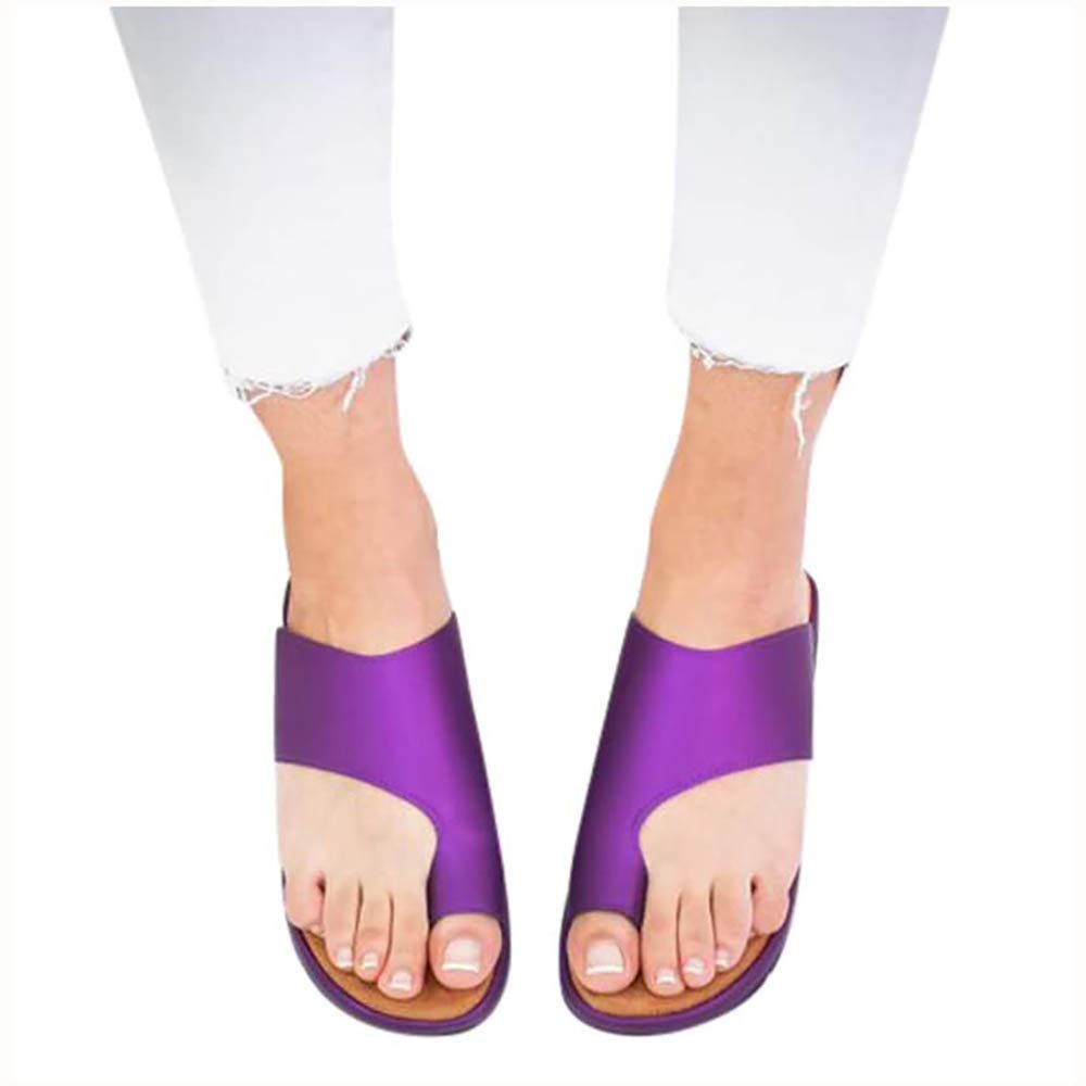 JXILYWomen Correction Sandal, PU Platform Flip Flops Feet Flat Sole Shoes Sandal Summer Beach Shoes Open Toe Ankle Roman Slippers Peep Toe