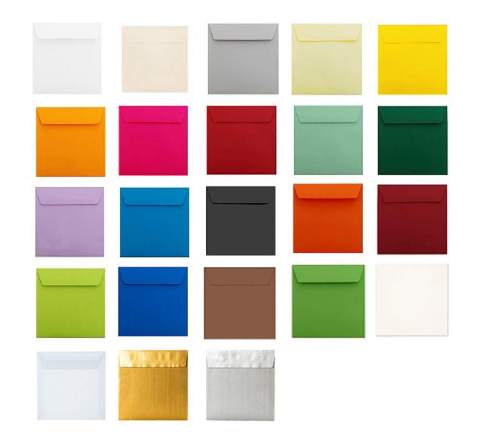 12 - Buste quadrate, 170 x 170 mm, in carta resistente, 120 g/m2, con chiusura adesiva, 100 pezzi, colore: Verde chiaro