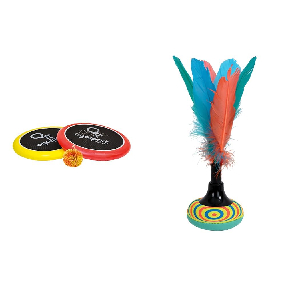 Schildkröt Funsports Softdisc Ogo Sport Set, Standardgrösse, rot, gelb, Durchmesser 29 cm, 970117 & Neopren Peteca, Handfederball mit weicher Neopren-Schlagfläche, Indiaca