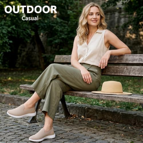 Image of Buyrew Loafers for Women - Comfortable Mesh Knit Slip On Walking Shoes with Arch Support - Dressy Business Casual Work Flats for Standing All Day - Lightweight Breathable Penny Loafers