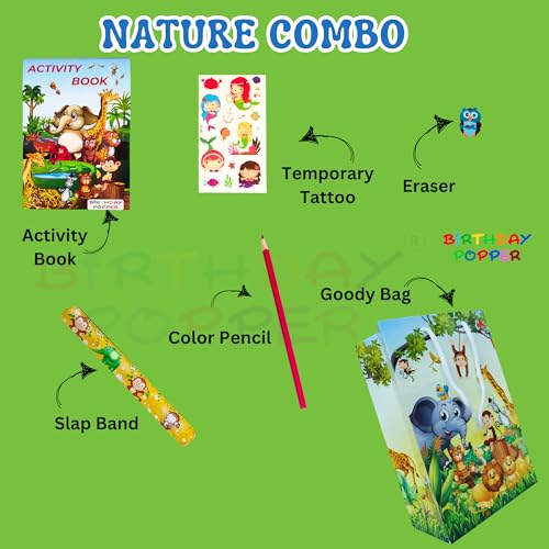 Image of Birthday Popper Set of 10 Nature Combo Packs as Birthday Return Gifts Creative Kit for Kids of All Age Group