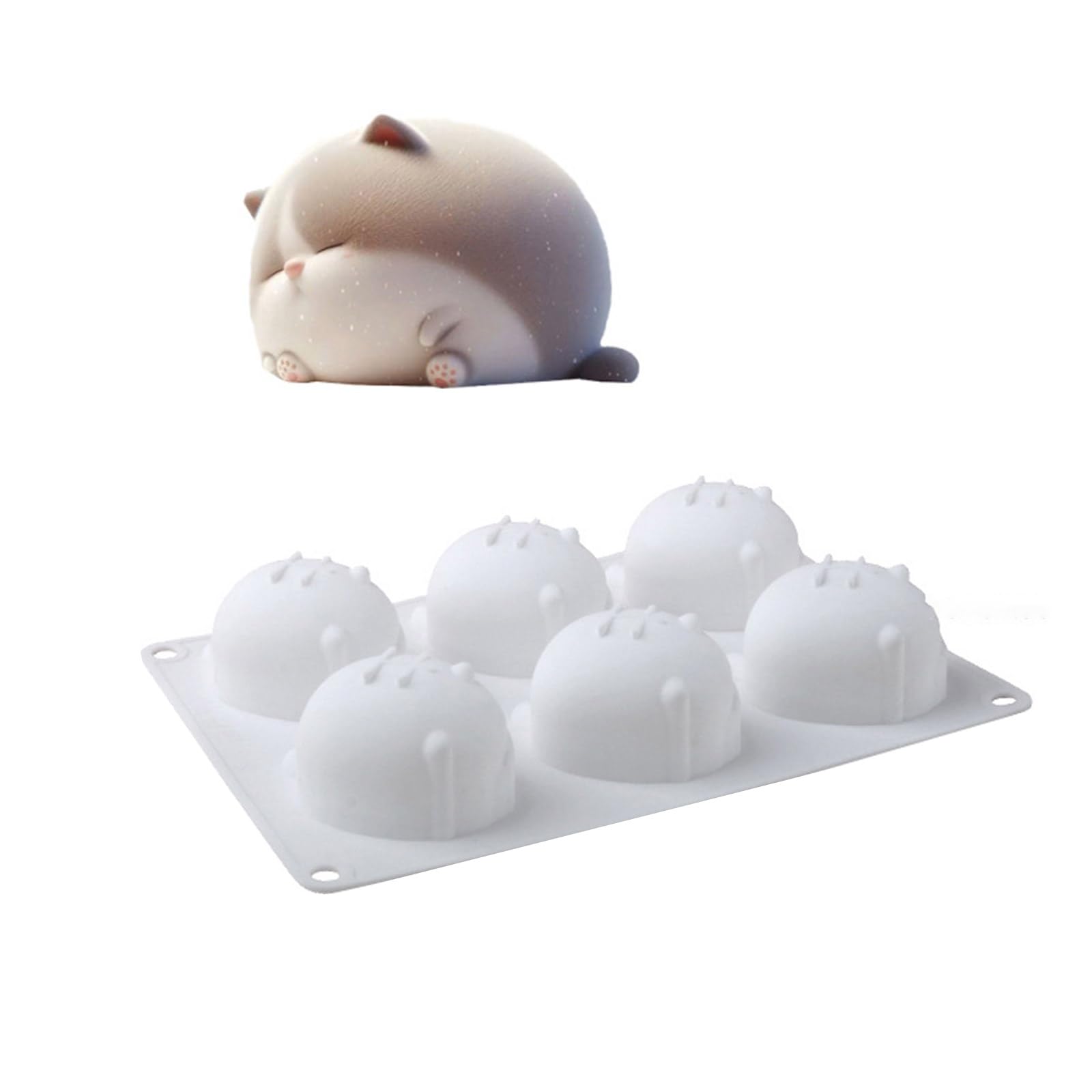 MICFENY 6 Cavity Silicone Cats Shape Chocolate and Jellies for Baking and Freezing Functional Use in Oven or Freezers