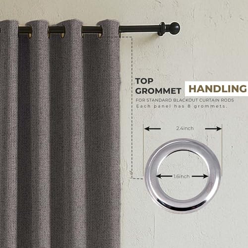Image of LINENWALAS 100% Blackout Curtains for Window (5 Feet) - Set of 2 Panels Rich Linen Texture Complete Light Block Heavy Panels, Thermal Insulated & Noise Reducing Room Darkening Curtains (Aircraft Grey)