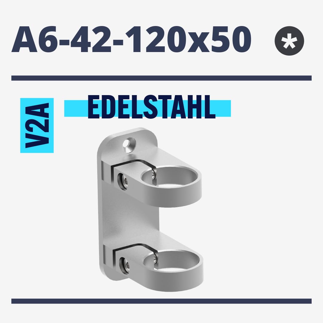 Sellon24® Anclaje de pared de acero inoxidable, redondo, poste de barandilla de 42,4 mm, ajustable, soporte para postes, redondo, soporte para tubos, estable, lateral, soporte de pared, pieza de