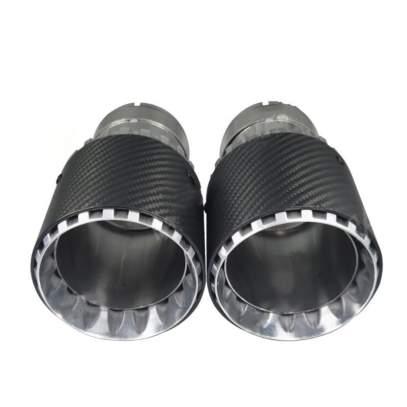 Tubo Scarico Auto Punta Di Scarico Coda In Fibra Carbonio Gola Per Auto Ugello Di Scarico Argento Bocca Di Coda Modificata Per La Decorazione Dell'auto Punte Scarico(Color:In 51mm-out101mm)